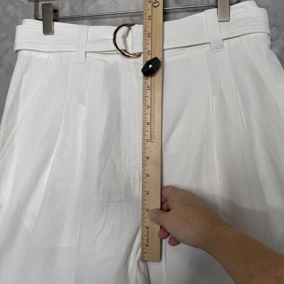 Ulla Johnson Pants Womens 6 White Kori High Rise Wide Leg Pleated Belted Linen - Picture 13 of 16
